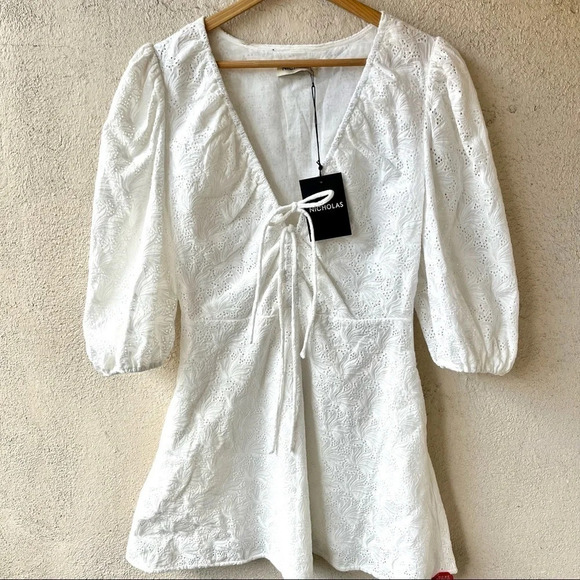 Nicholas the Label Danni Dress Featherington Eyelet White Lace 6 - Picture 4 of 12